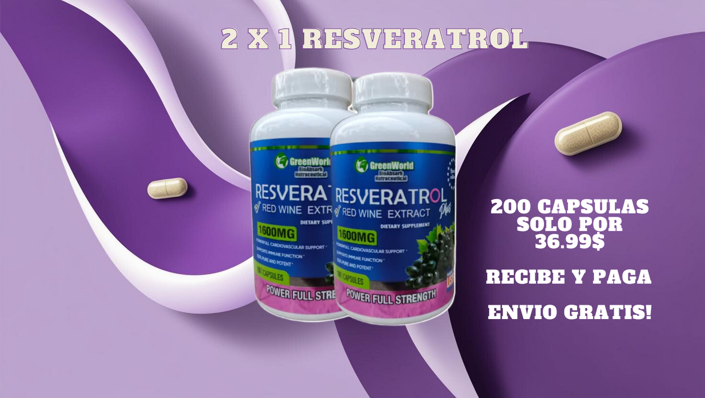 2X1 RESVERATROL CAPSULA X 100 UNIDADES (200 PASTILLAS)!!